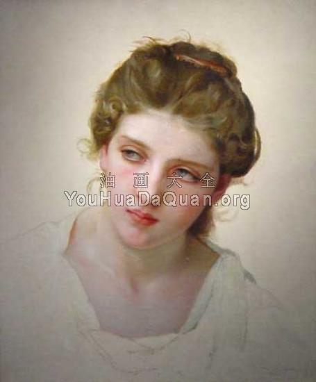 Etude de Tete de Femme Blonde de Face( Study of the Head of a Blonde Woman) - 威廉·阿道夫·布格罗